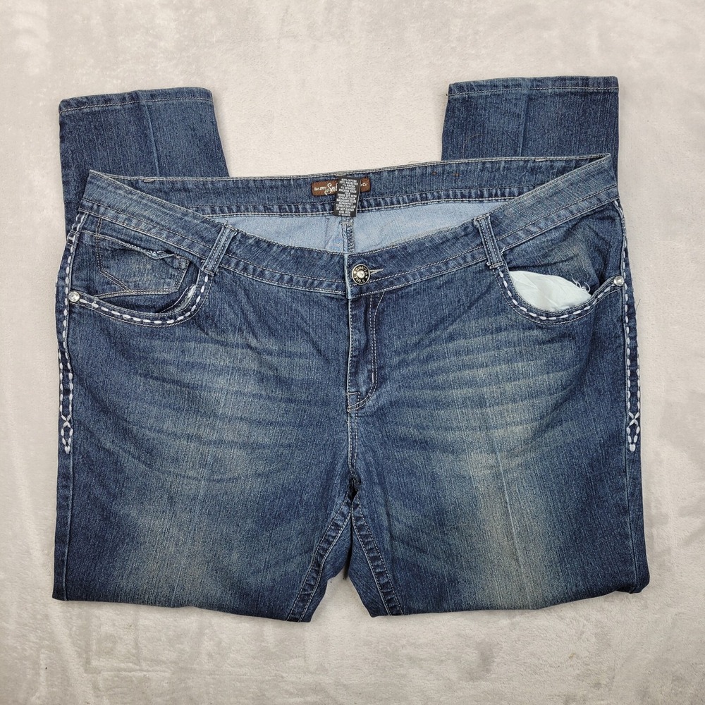 Southpole Jeans Womens‎ 24 Denim Pants Straight Pocket Flap Faded Vintage Y2K
